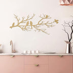 ESTART Metal Birds Wall Art, Metal Vivid Birds on Branch Silhouette Wall Decor Gold Leaves with Bird Outdoor Hanging Wall Sculpture for Home Living room Bedroom Balcony Garden (Gold, Small)