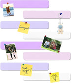 8Pcs Rectangle Felt Cork Board Bar Strips with 35 Pushpins, Self-Adhesive Bulletin Board Strips for Office School Home Wall Decor Stickers Memos Schedules Photos Display -Purple+Pink