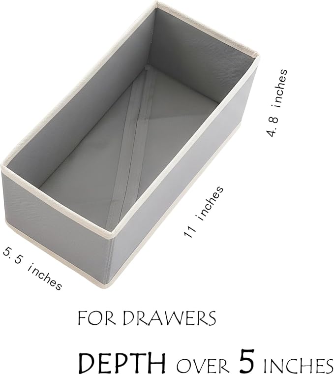 3-Pack Breathable Mesh Drawer Organizer - Foldable Fabric Storage Bins for Underwear, Bras & Socks, Removable Dividers for Closet & Dresser, Light Grey