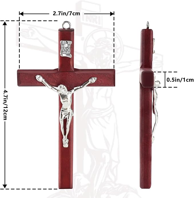 XIPENGKEJI Wooden Cross Wall Hand Held Prayer Jesus Crosses Christian Small Wooden Cross with for Decor Christian Gift 4.7 inch with Velvet Bag