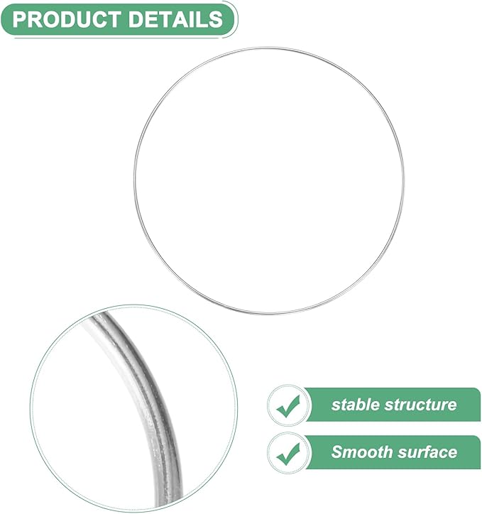 M METERXITY 12-Pack Dream Catcher Rings,7.9 Inch Metal Round Shape Macrame Wreath Floral Ring Hoop for Home/Valentine/DIY Craft/Wedding/Wall Hanging Decorations [White Silver]