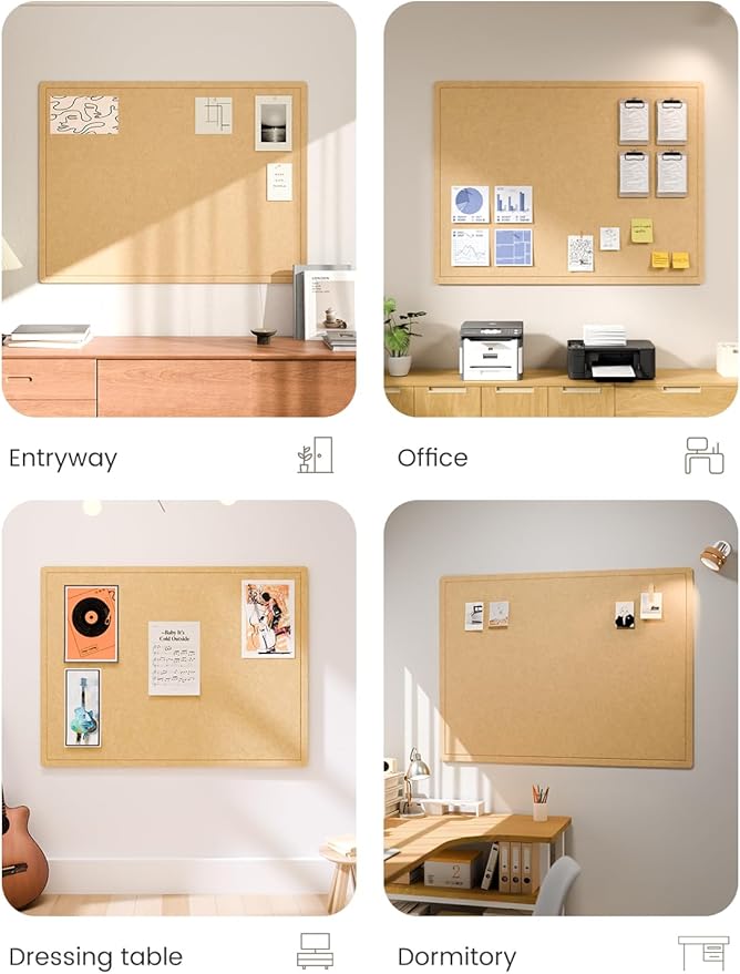 Fluxynara Large Bulletin Board, 47.2" x 35.4" Cork Board Alternative with 24 Safe Removable Adhesive Tabs, Foldable Felt Pin Board for Home Office, Classroom, Bedroom,Entryway for Walls—Mustard Yellow