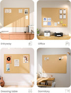 Fluxynara Large Bulletin Board, 47.2" x 35.4" Cork Board Alternative with 24 Safe Removable Adhesive Tabs, Foldable Felt Pin Board for Home Office, Classroom, Bedroom,Entryway for Walls—Mustard Yellow