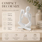 White Bookshelf Decor Thinker Statue, Abstract Reading Figurine Style B, Resin Decorative Bookend for Coffee Table, Shelf, Home Office, Library