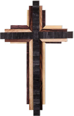 Jetec Christian Wooden Wall Cross,3D Multi-color Triple Stacked Reclaimed Decorative Worn Wooden Wall Cross for Home Religious Church Hanging Decoration(Classic Color)