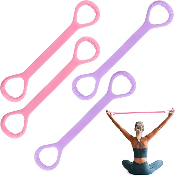 Figure 8 Fitness Resistance Bands, 4-Pack TPE Workout Bands for Women, Arm Back Shoulder Toner for Home Gym, Yoga, Physical Therapy - Strength Training & Stretching Elastic Ropes