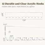 Acrylic Necklace Holder 4 Pack Wall Mounted Necklace Organizer Hanging Jewelry Organizer with 12 Hooks for Necklaces, Bracelets, Rings and Bangles Display