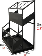 Commercial Metal Umbrella Stand Umbrella Holder, Corridor Entrance Umbrella Basket for Hotel School Cafe-with Drip Tray, Storage 30 Umbrellas (Color : Black)