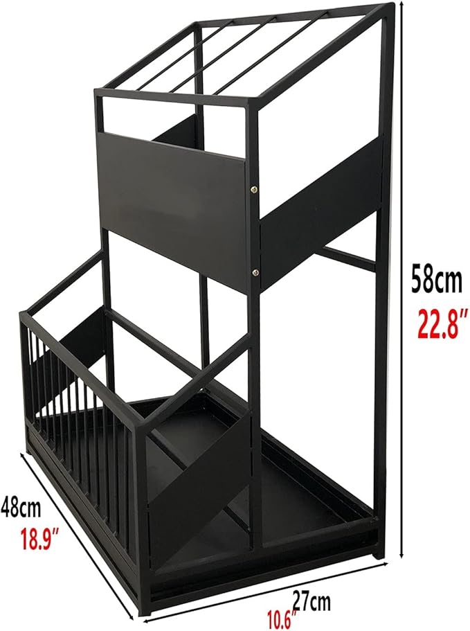 Commercial Metal Umbrella Stand Umbrella Holder, Corridor Entrance Umbrella Basket for Hotel School Cafe-with Drip Tray, Storage 30 Umbrellas (Color : Black)