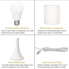 Modern Table Lamps, 3 Way Touch Control Table Lamp, Dimmable Desk Lamp, White Nightstand Lamp with Fabric Shade, Small Bedside Lamp for Living Room, Dorm,Home Office, LED Bulb Included