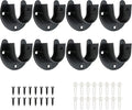 8 Packs Stainless Steel Closet Rod End Supports 1-1/3 Inch Wardrobe Bracket Heavy Duty Closet Pole Sockets Flange Rod Holder, U-Shaped with Screws, Black