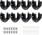 8 Packs Stainless Steel Closet Rod End Supports 1-1/3 Inch Wardrobe Bracket Heavy Duty Closet Pole Sockets Flange Rod Holder, U-Shaped with Screws, Black
