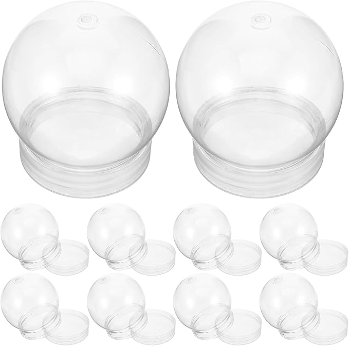 10Pcs Clear Plastic Snow Globe DIY 3 Inch Snow Globes, Clear Plastic Water Globe Water Globe Jar with Screw Off Cap Candy Cookies Jar for DIY Crafts Christmas Plant Flower Moss Landscape