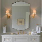 ANDY STAR 30"x48" Scalloped Mirror，Brushed Gold Rectangle Bathroom Mirror with Curved Edge Stainless Steel Metal Frame, Large Wall-Mounted Mirror for Bathroom, Entryway (Horizontal/Vertical)