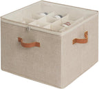 StorageWorks Shoe Organizer for Closet, Fits up to 16 Pairs, Shoe Cubby Storage Containers with Adjustable Dividers and Clear Cover, Taupe | Fits up to 16 Pairs, Clear Cover