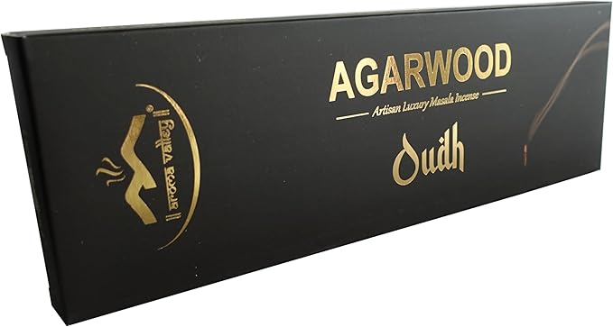 Oud Agarwood Incense Sticks - Artisan Luxury Masala Incense - Rolled Long-Burning (75 Minutes) Extra-Thick Sticks - Exotic Divine Scent for Home, Spirituality & Meditation - Oudh