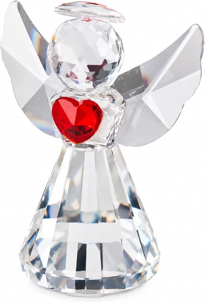 Crystal Guardian Angel Figurine – Glass Angel Statue Collectible, Sparkling Crystal Angel Figurines Gifts for Women, Men, Mom, Friends Home Office Decor (Clear)