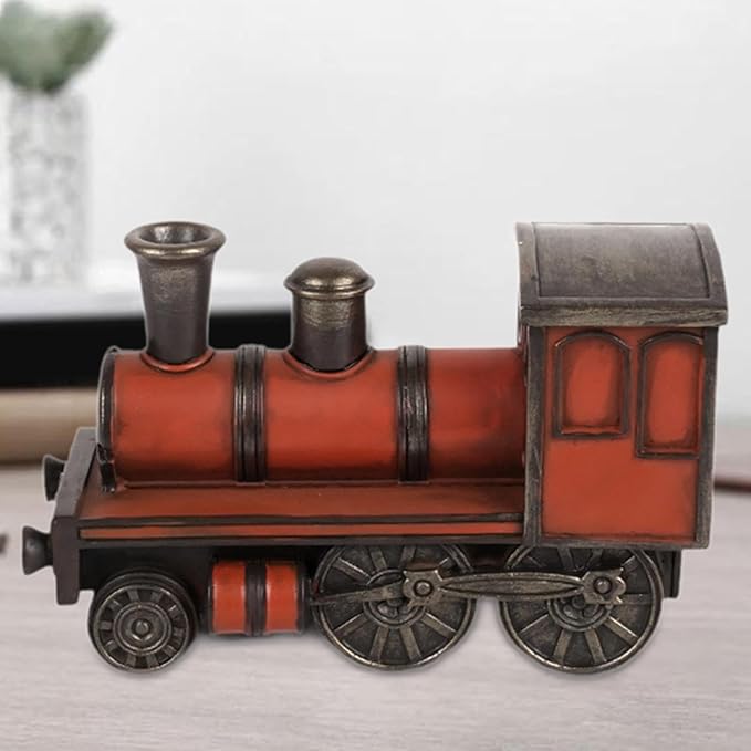 Classic Car Model Ornament Resin Vehicle Figurine 5.31inch Vintage Desk Decor Photo Prop Gift for Office Bedroom Cafe- Locomotive