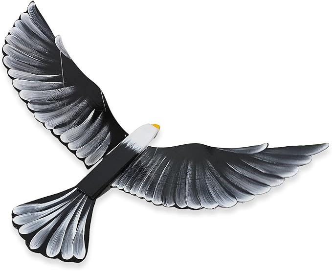 WitnyStore Wooden Bird Mobile 25" Black Flying Eagle Hand Made Painted Wood Flapping Wing Birds Hanging Ceiling Decor Wind Chimes Handcrafted Art Animal Decorative Collectibles Décor Gifts Souvenirs