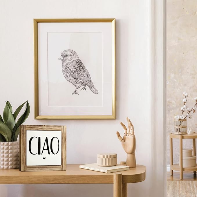 Ciao Wood Sign, Front Door Signs for Porch Decor, Farmhouse Shelf Counter Decor, Home Decor for Living Room, Entryway Decors, Welcome Decoration, Decorative Wooden Table Signs, 5.9×5.9 inches