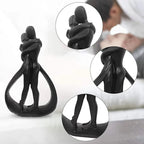 Resin Couple Modern Sculptures Home Decor Romantic Gift for Weddings Valentine's Day and Anniversaries Decoration Figurine for Girlfriend, Bridal Shower, Engagement (Black)
