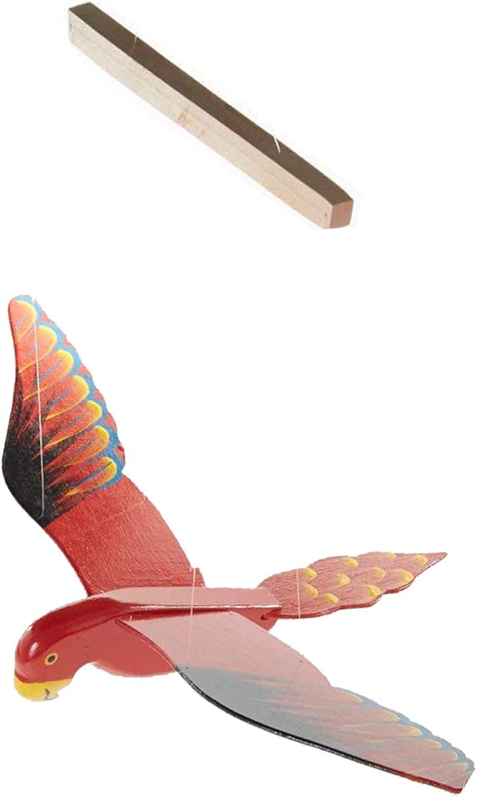 WitnyStore 18" Red Parrot Wooden Flying Bird Mobile Kinetic Hanging Sculpture for Adult Collectors Handcrafted Room Decoration Display Art Dynamic Overhead Ornament