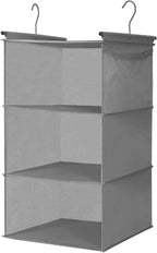 MAX Houser 3 Tier Shelf Hanging Closet Organizer, Closet Hanging Shelf with 2 Sturdy Hooks for Storage, 2 Pack, Foldable (Grey)
