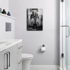 Funny Bathroom Canvas Wall Art Set of 2 - Black and White Vintage Humor Wall Decor, Dumb And Dumber Comedy Movies Posters for Toilet Bathroom Decor 12x16 inch Framed
