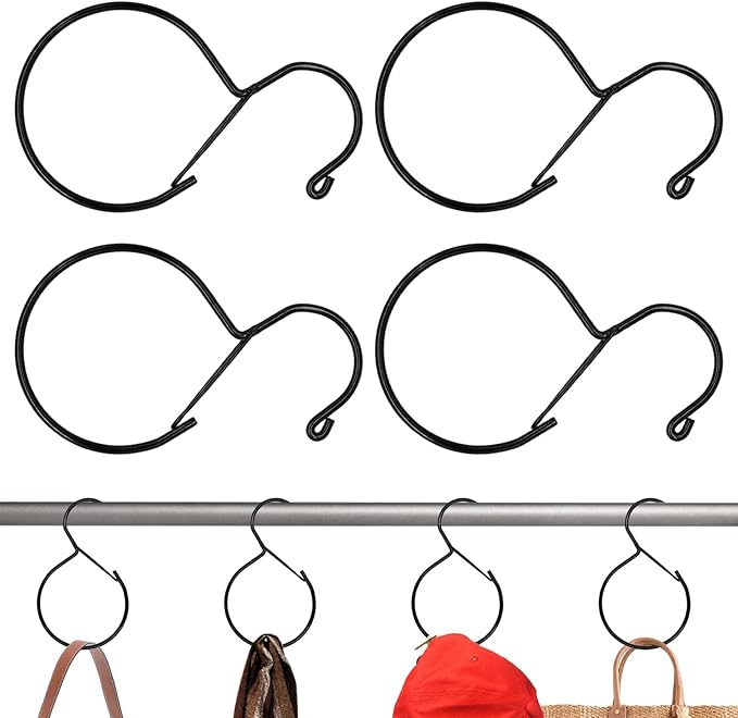 4Pcs Multipurpose Closet Hangers, Belt & Scarf Wardrobe Organizer with Hook, Space Saving Hanging System for Baseball Hats, Scarfs, Ties, Maximum 15lbs Load
