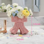 Pink Bow Vase, Hot Pink Flower Vase for Home Decor, Ceramic Vases for Boho Style, Small Cute Vases for Ideal Shelf Decor/Table/Living Room. (Pink 2, Large)