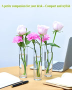Glass Cylinder Bud Vases for Centerpieces – Set of 16 Handmade Clear Small Flower Vase 7.48 Inches Tall,Wedding Table Decor for Single Rose Vases Bulk,Small Vases Home Decor,Floreros,1 Brush