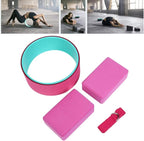 4pcs Yoga Wheel Set with Yoga Block and Stretch Strap, Premium EVA Foam Back Pain Relief Fitness Kit for Deep Stretching and Flexibility Training