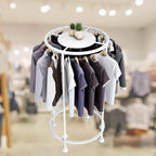 Round Garment Rack, Floor Standing Iron clothes Hanging Rack with Topper, Suitable for Large Shopping Malls Retail, Clothes Boutique Display Laundry Rooms Multi-Purpose Hanging (WHITE)