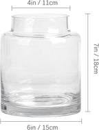 Clear Vases for Centerpieces, 7 Inch Large Glass Vase for Bouquet, Glasses Home Decor Modern Jarrones Decorativos for Wedding Living Room Dining Table Office