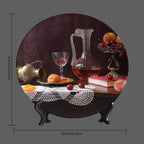 Wine Decorative Plates, 8 Inch, Red Wine Cherry Fruit Round Display Plate, Handmade Ceramic Ornament, for Home Kitchen Bedroom Decorative Ornaments