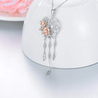 Dream Catcher Pendant Necklace 925 Sterling Silver Synthetic Moonstone Crystal Sunflower Rose Flower Evil Eye Dreamcatcher Cremation Jewelry Gifts for Women Wife Mom