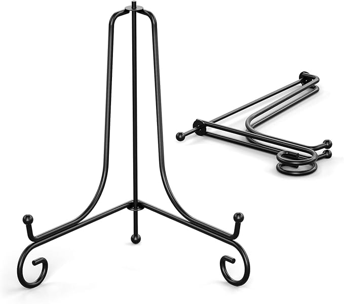 TR-LIFE 4 Pack Plate Stands for Display - 10 Inch Plate Holder Display Stand + Metal Easel Stand for Picture Frame, Decorative Plates, Book, Photo, Collectibles (4 Pack)