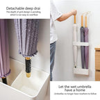Umbrella Stand Holder Indoor, Wall Mounted No Punching Umbrella Storage Rack, Detachable Japanese Style Umbrella Stand Space Saving for Hotel Hallway Home Office
