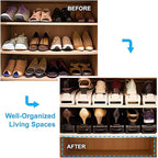 Shoe Slots Organizer, 8 PCS 4-Level Adjustable Shoe Rack Stacker, Organizador de Zapatos, Double Deck Shoe Holder for Closet Storage, No Assembly Needed, Black