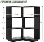 Armocity Corner Book Shelf - 4 Tier Corner Bookshelf Etagere Bookcase with Baffle, Freestanding L Shaped Display Shelf Stand for Home Office, Living Room, Bedroom, Kitchen, Black