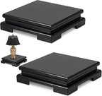 Chunful 2 Pcs Square Wooden Display Stand Wood Vase Display Base Black Pedestal Stand Square Vase Riser for Vases Teapot Trophy Collectibles Aquarium Lamp Home Decoration(7.9 x 7.9 x 2 Inch)