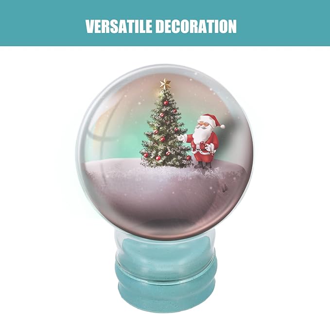 2pcs DIY Snow Globe: Clear Glass Christmas Snow Globe Rubber Base Empty Fillable Water Bubbles Jar for Christmas Decoration 45mm