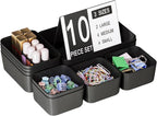 Plastic Drawer Organizers, 10 PCS Drawer Organizer Bins, Bathroom and Vanity Organizer Plastic Tray, Makeup Organizer and Storage for Makeup, Bedroom, Kitchen Gadgets Utensils and Office (Black)