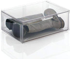 mDesign Plastic Stackable Closet Storage Organizer Bin Containers with Front Pull Drawer for Cabinet, Desk, Shelf, Cupboard, or Dresser Organization - Lumiere Collection - Clear