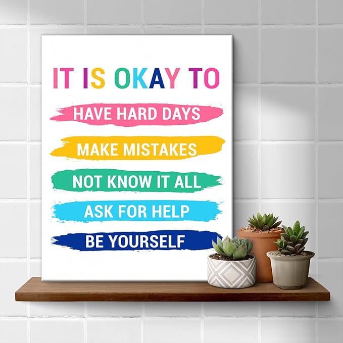 Inspirational Wall Decor Posters for Teens Room, Motivational Quotes Wall Art for Bedroom Bathroom Classroom Home Office Decorations, Encouragement Gift for Woman (11.5 X 15 Inches, Framed)