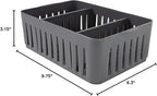Simplify 3 Compartment Stackable Bin with Adjustable Dividers | Drawer Organizer | Storage Basket | Good for Office | Desk Supplies | Dorm | Bathroom | Accessories | Make Up | Grey