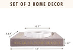 Decorative Books for Home Decor, Coffee Table Decor with Linen White Books Stack Bookshelf, Fake Book Double as Libros Decorativos and Photo Storage (2 Piece Set with Tray)