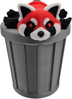 Articulating Animals Raccoon, Fox, Panda, Skunk, Possum with Containers - 3D Printed Articulated Joints ADHD, Autism, Relief Anxiety, Collectible Figurines (Red Panda Trash Can)