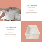 Cotton Linen Drawer Organizer Bins Set of 2 - No Lid Clothes Storage Drawers, Fabric Foldable Stackable Organizers for Closet Bedroom Dorm Underbed Storage