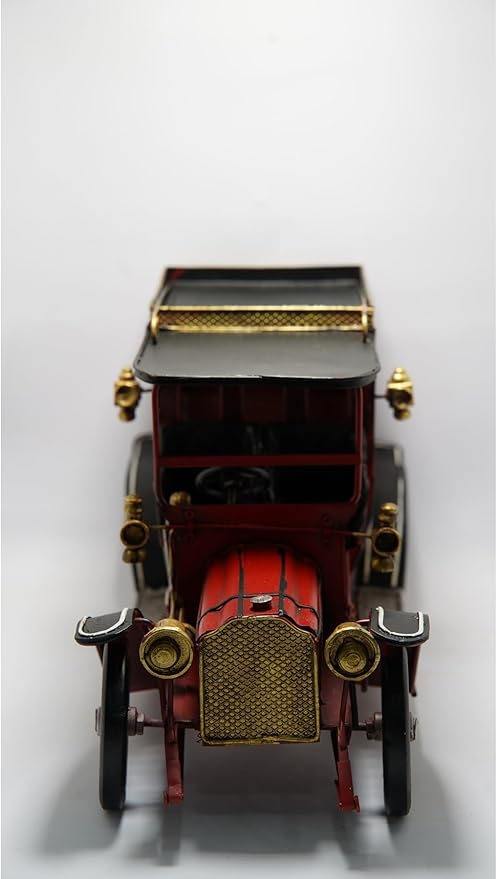 Decorative Car Antique Red Retro Model Metal Ornament 18x32cm Vintage Style Home Decor Shelf Display Collectible Gift - Multicolor, One Size